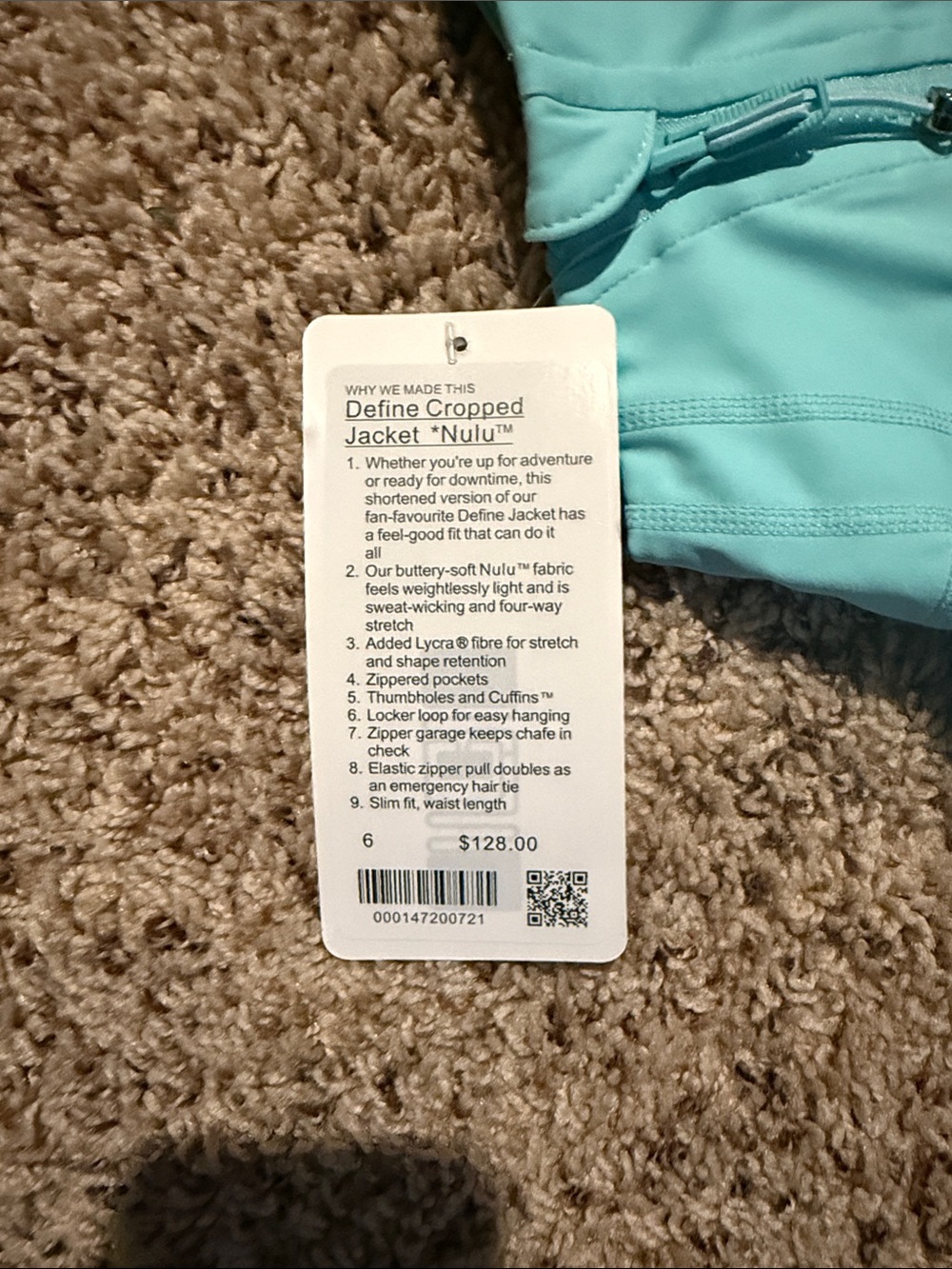Lululemon size 6 matching set with cropped jacket and leggings in a light blue - Picture 3 of 7